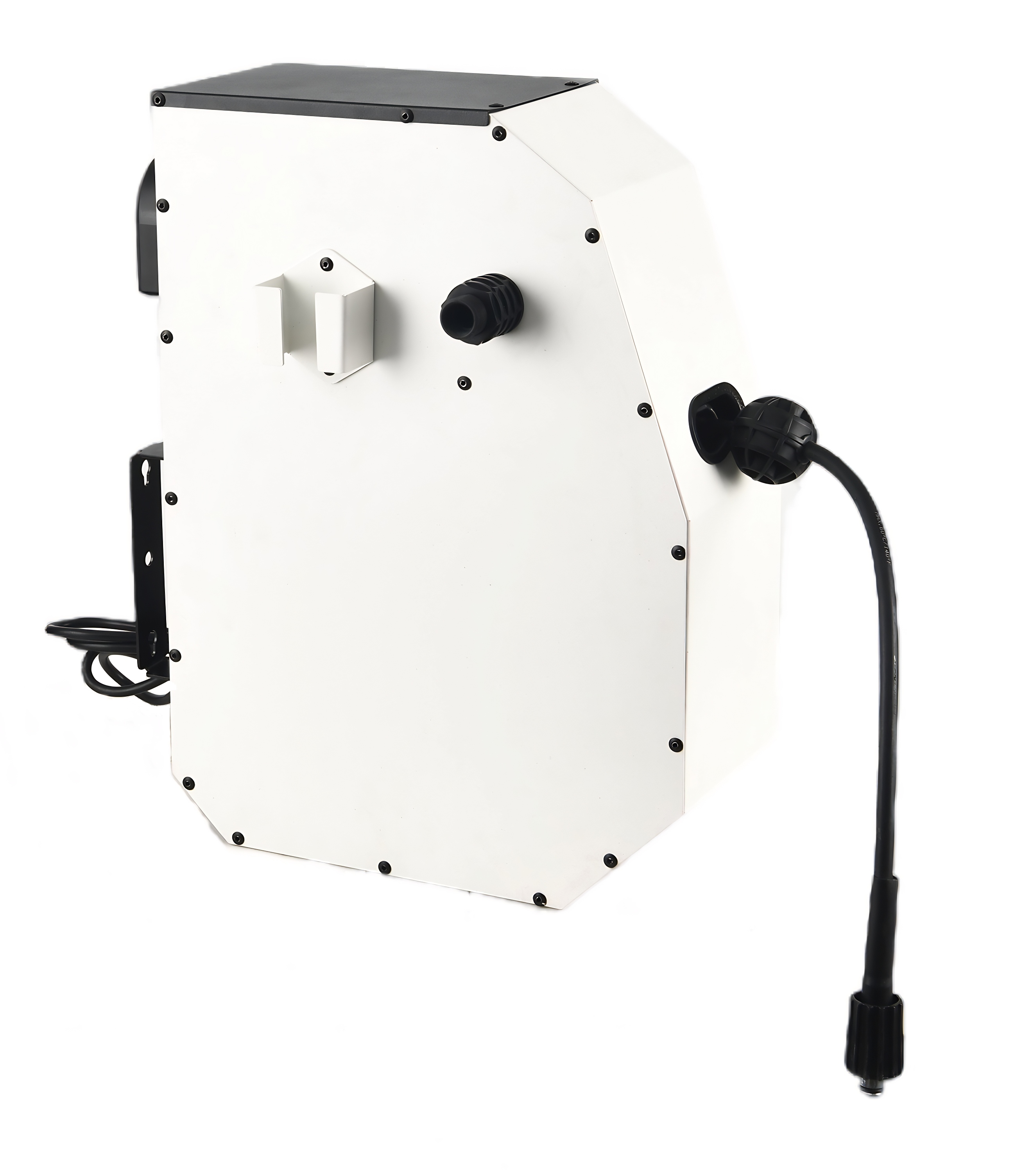 Premium white wall-mounted pressure washer with professional design, 1800W motor, and elegant finish - 12.1MPa high-pressure cleaning system with 25-meter retractable hose ideal for commercial and high-end residential applications